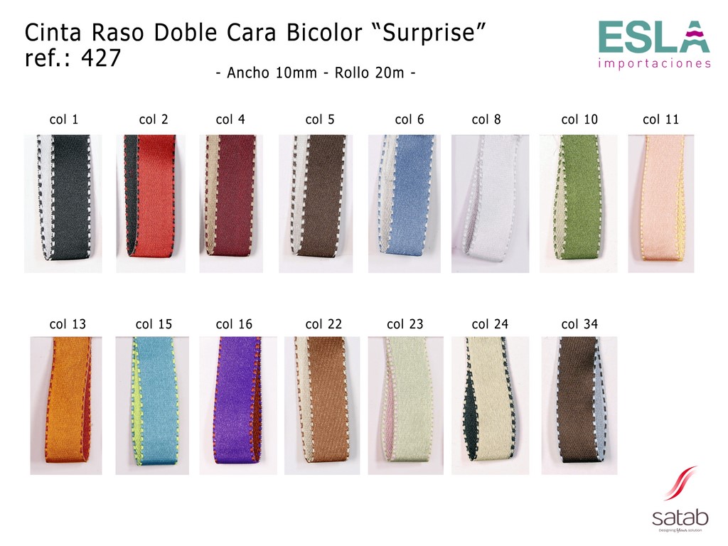 CINTA RASO DOBLE CARA BICOLOR 427