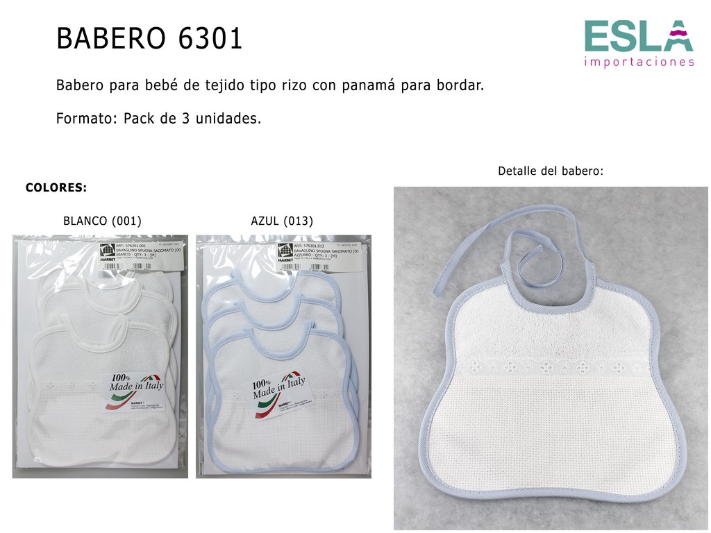 BABERO BEBE 6301