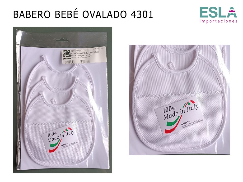 BABERO BEBE OVALADO 4301