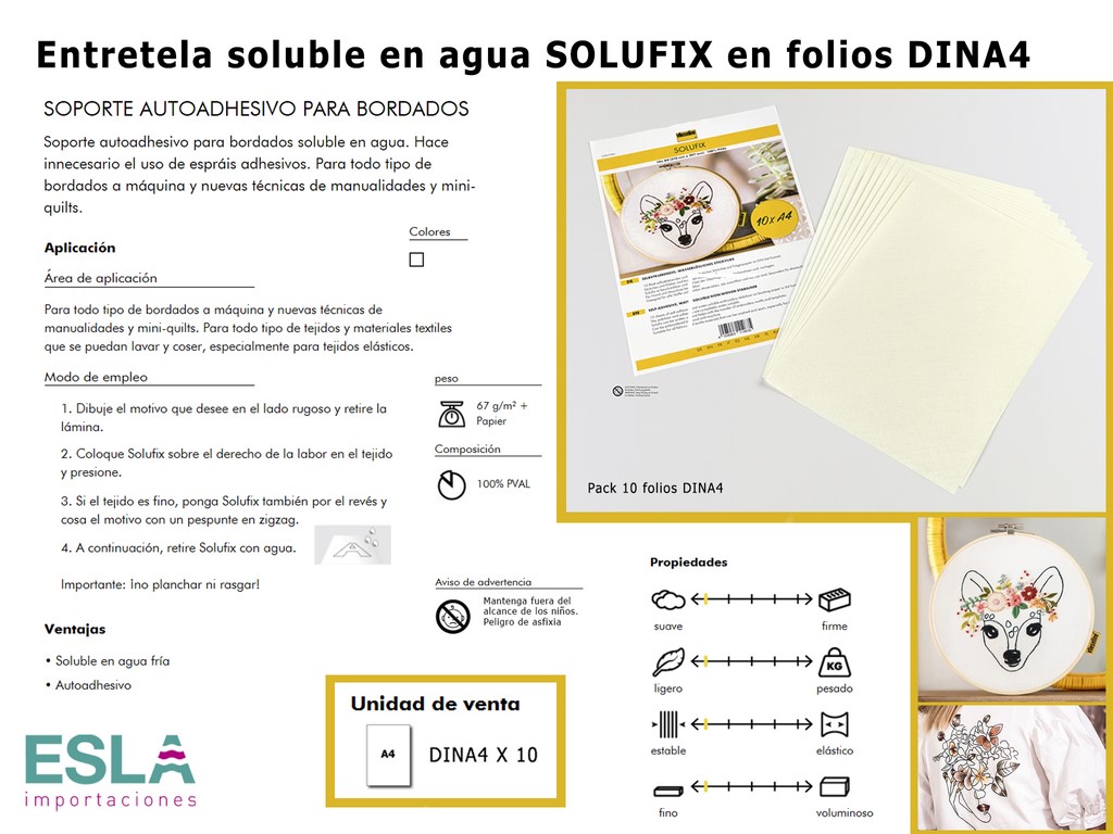 ENTRETELA SOLUFIX SOLUBLE AL AGUA EN FOLIOS