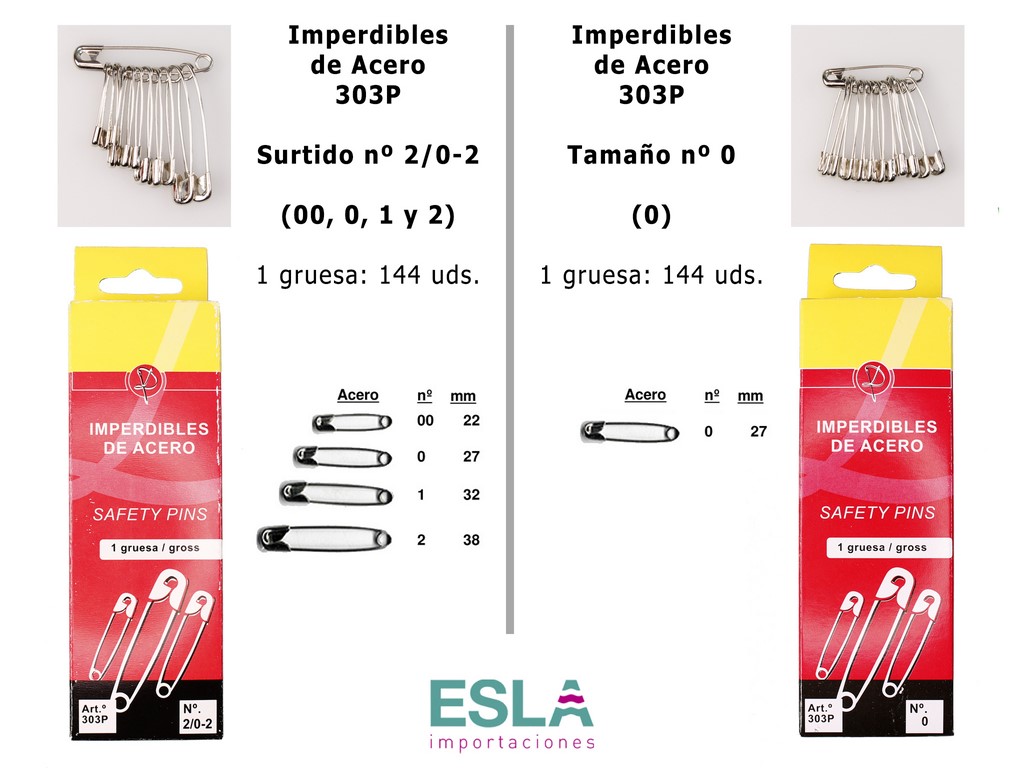 IMPERDIBLES ACERO NIQUELADO 303