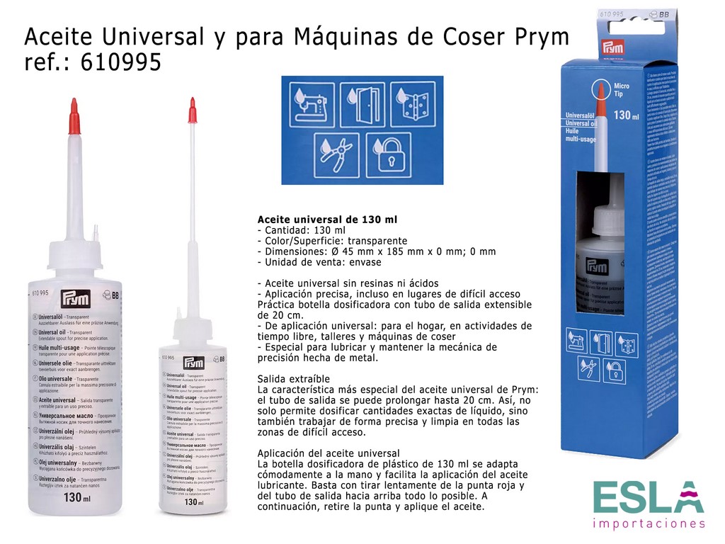 ACEITE MAQUINA DE COSER 610995