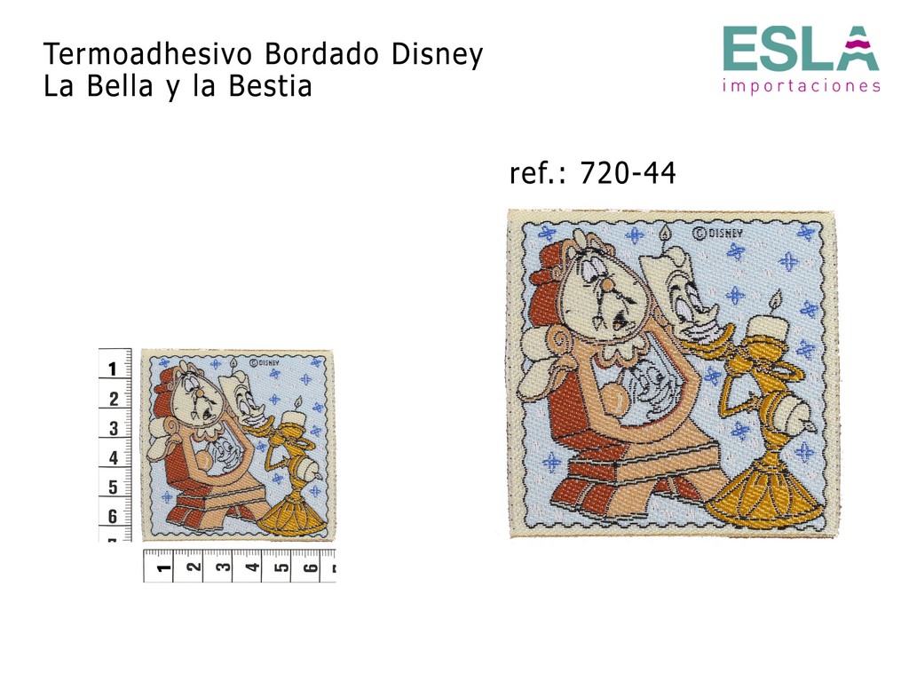 TERMOADHESIVO BORDADO DISNEY BELLA Y BESTIA 720-44 DIN DON Y LUMIERE