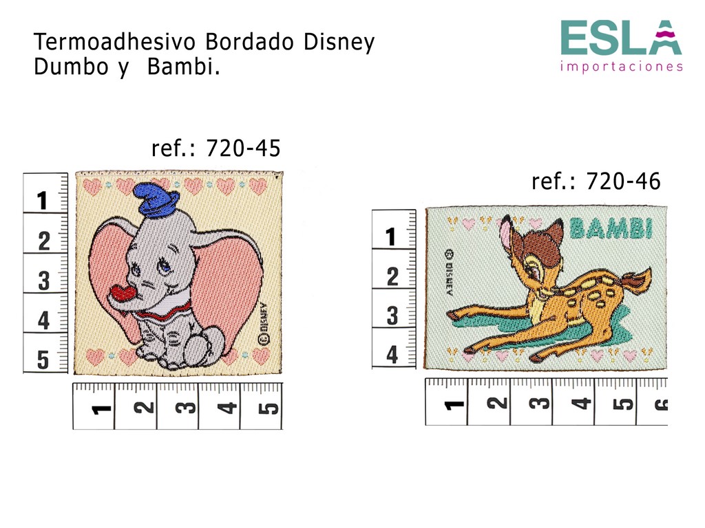 TERMOADHESIVO BORDADO DISNEY 720-45 DUMBO 720-36 BAMBI