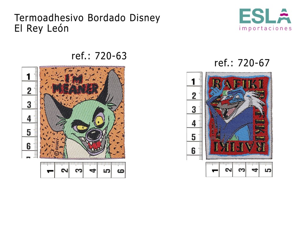 TERMOADHESIVO BORDADO DISNEY EL REY LEON 720-63 y 720-67 HIENA Y RAFIKI