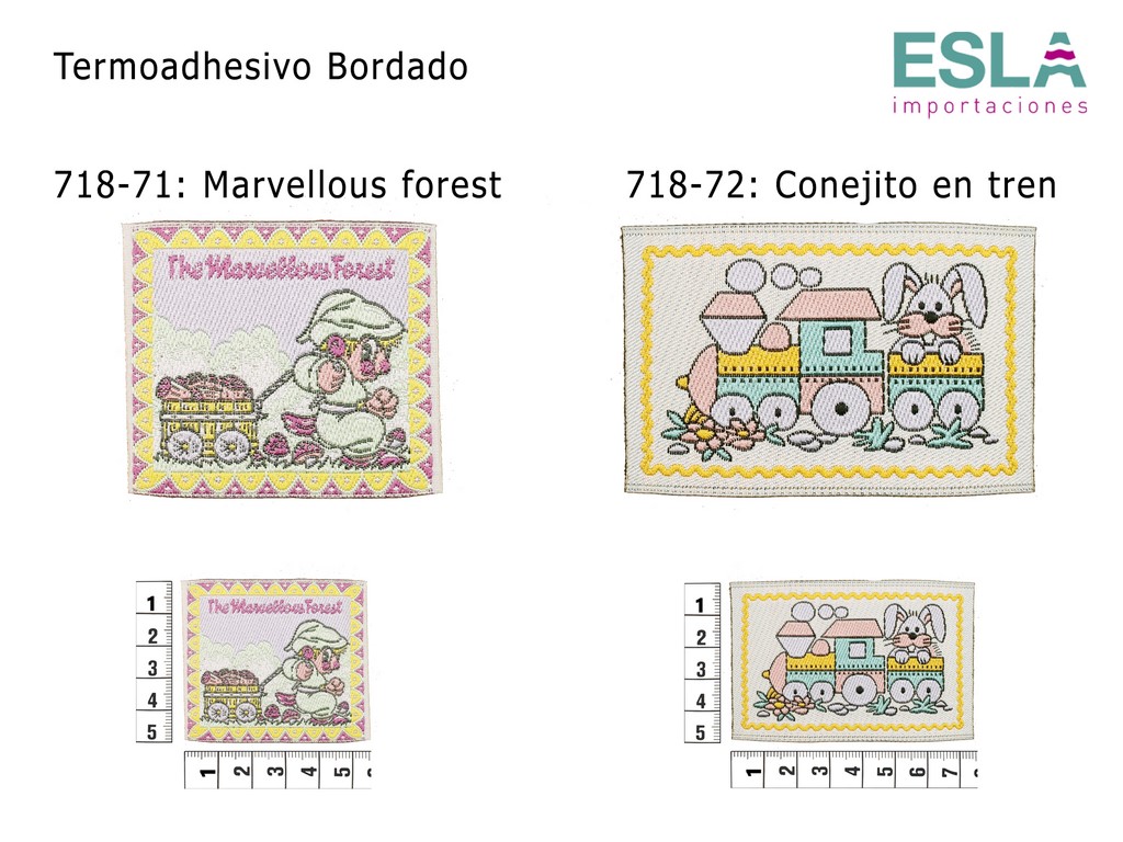 TERMOADHESIVO BORDADO 718-71 BOSQUE MARAVILLOSOS Y 718-72 CONEJO EN TREN