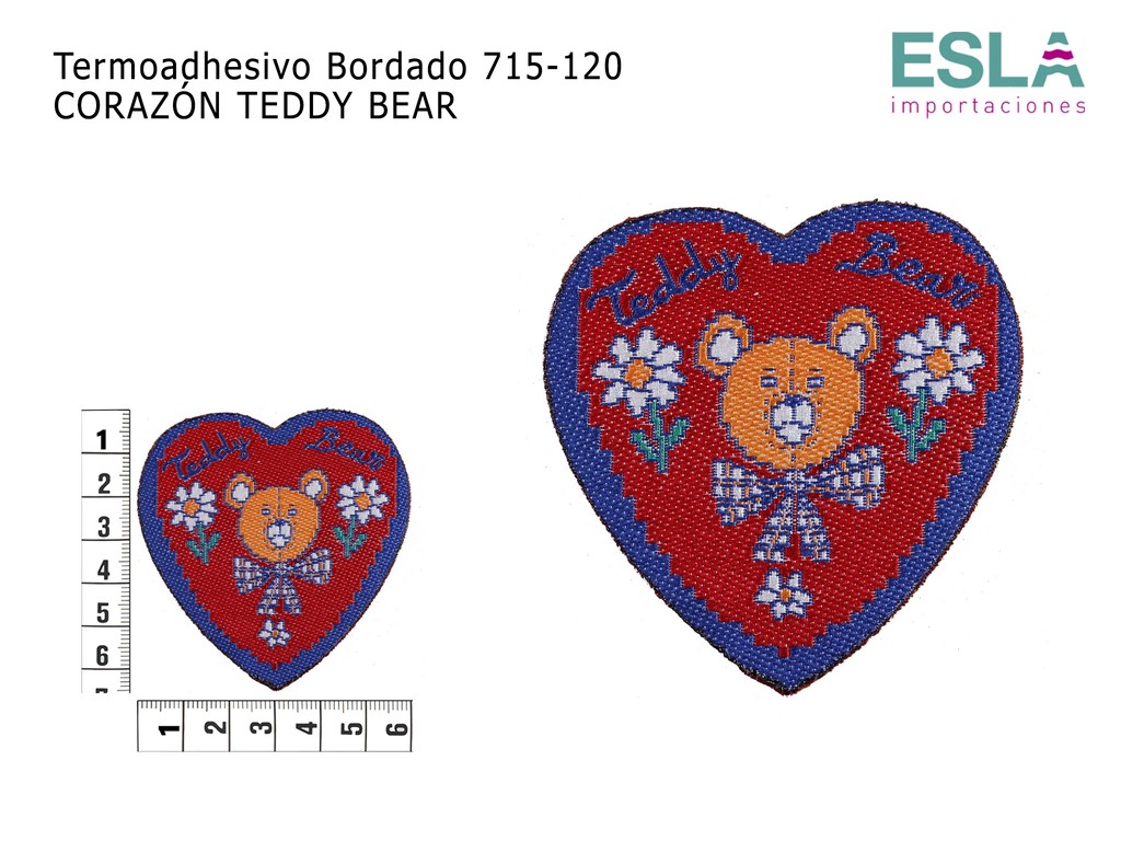 TERMOADHESIVO BORDADO OSO TEDDY CORAZON 715-120