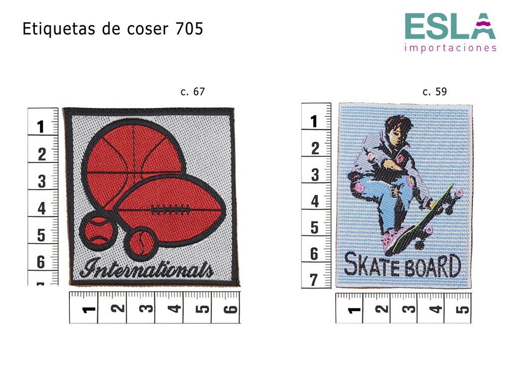 ETIQUETAS DE COSER 705 COLORES 59 Y 67
