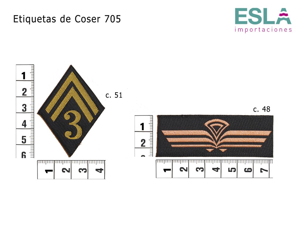 ETIQUETAS DE COSER 705 INSIGNIAS 48 Y 51