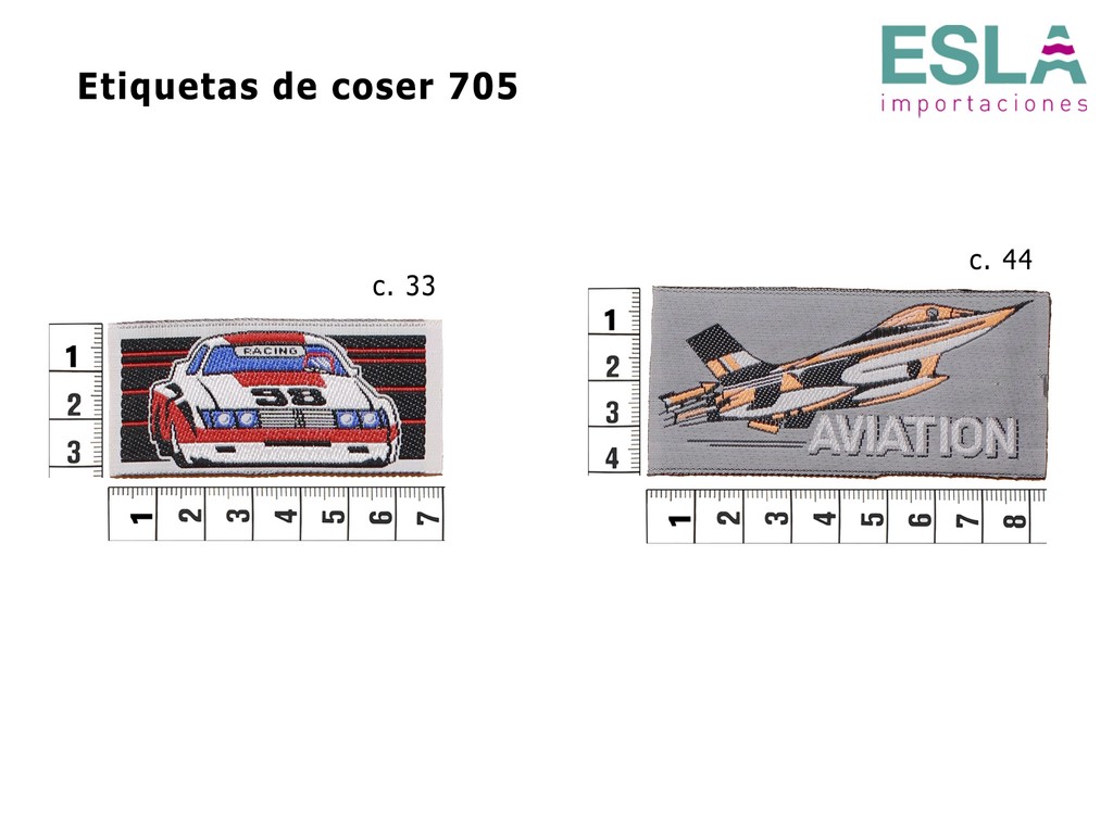 ETIQUETAS DE COSER 705 RACING 33 AVIATION 44