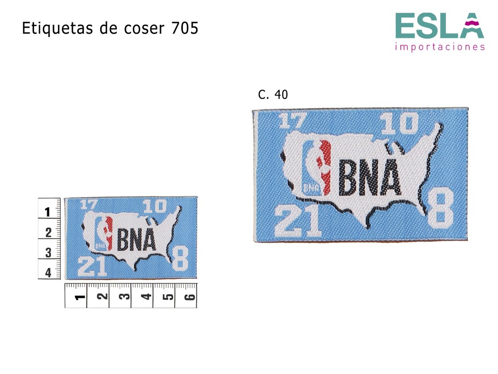 ETIQUETAS DE COSER 705 BNA NBA 40