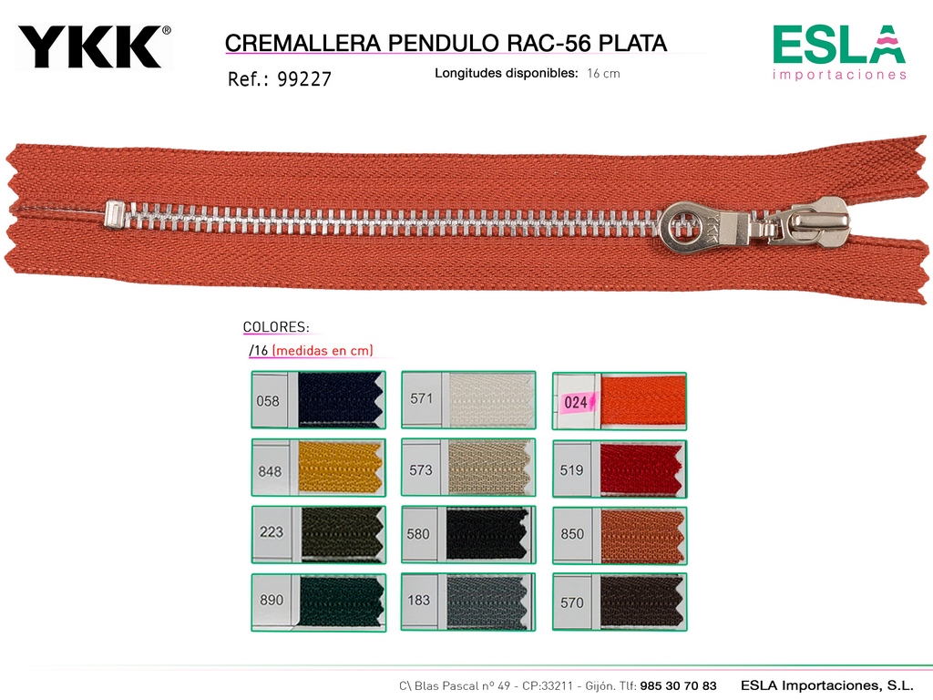CREMALLERA METAL PENDULO PLATA 99227