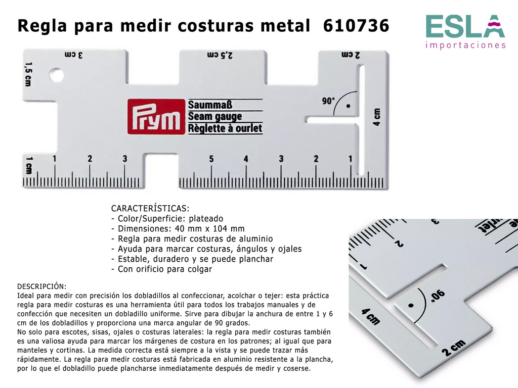 REGLA PUNTIMETRO METAL 610736 PRYM