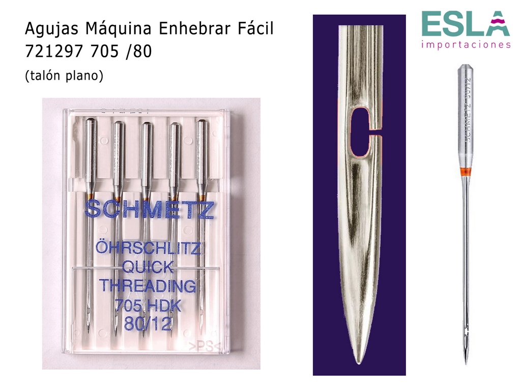  AGUJAS MAQUINA ENHEBRAR FACIL 721297/80 SCHMETZ