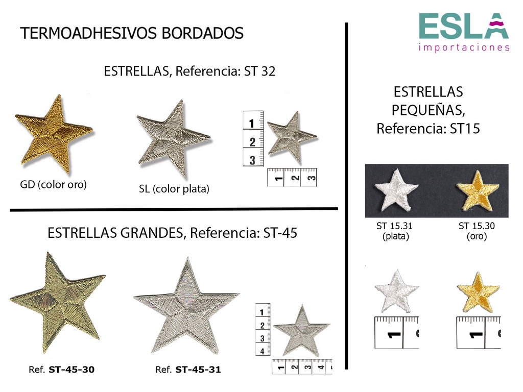 TERMOADHESIVO BORDADO ESTRELLAS ST15 ST32 ST45