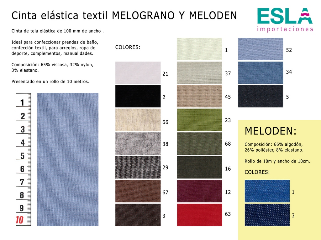 CINTA ELASTICA TEXTIL MELOGRANO Y MELODEN