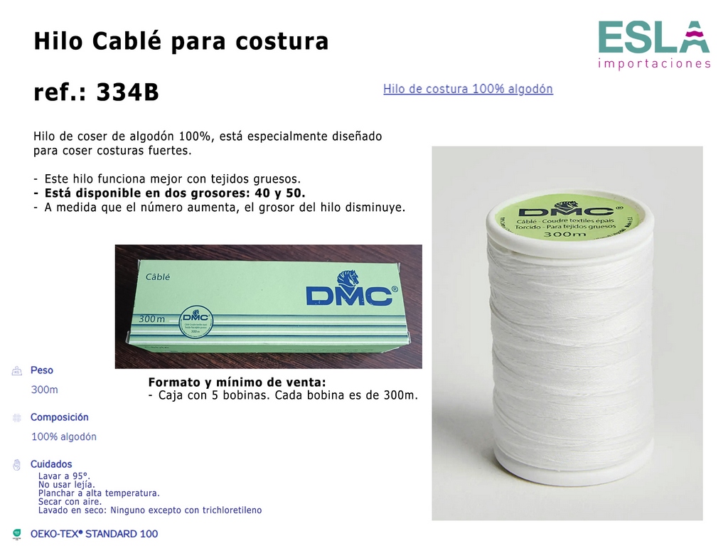 HILO ALGODON CABLE PARA COSTURA 334B